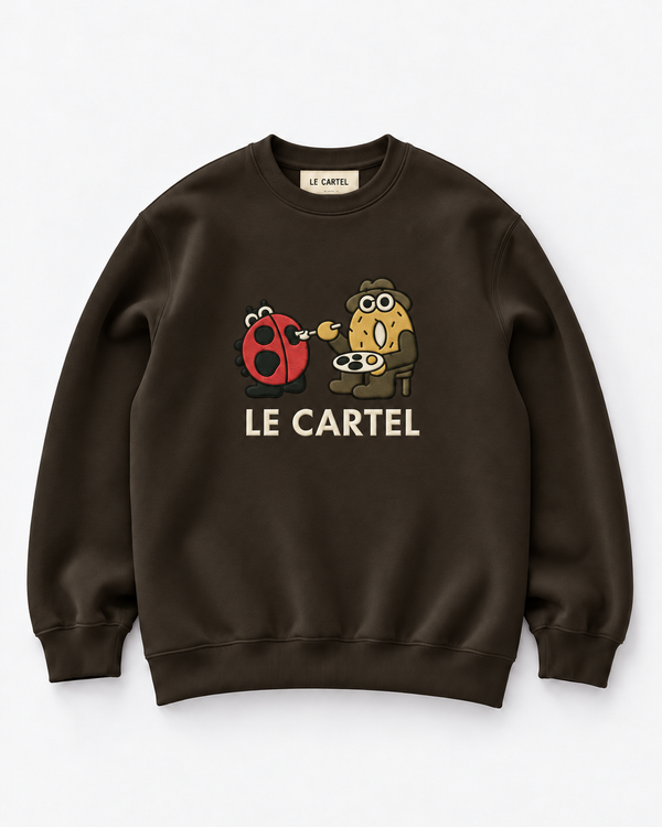 DRAW ME A LADYBUG・Embroidered unisex crewneck・Chocolate