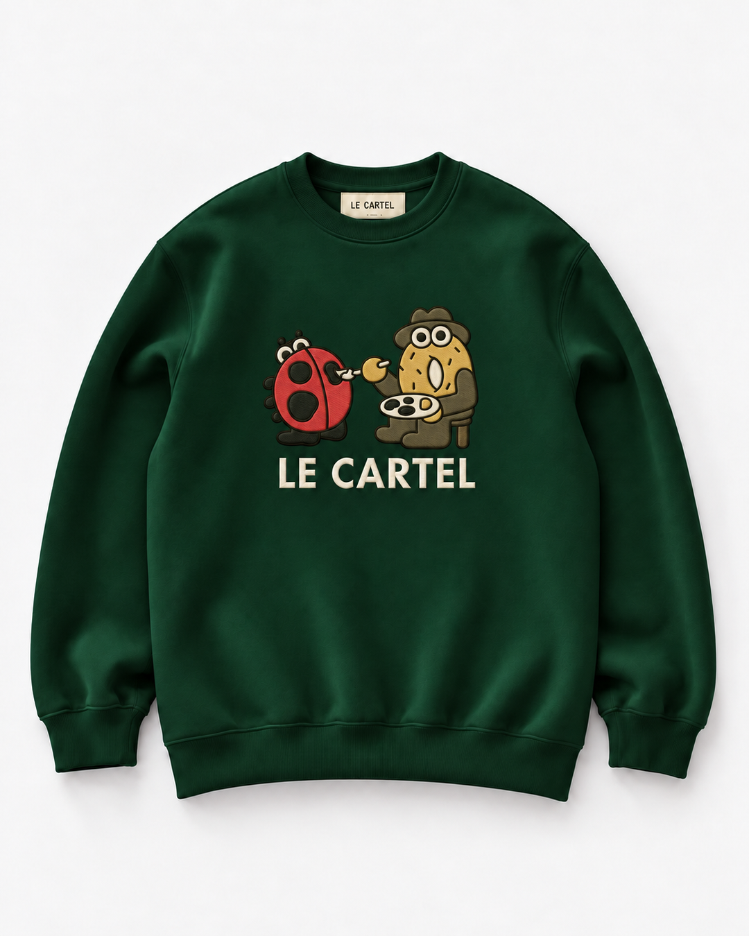 DRAW ME A LADYBUG・Embroidered unisex crewneck・Green