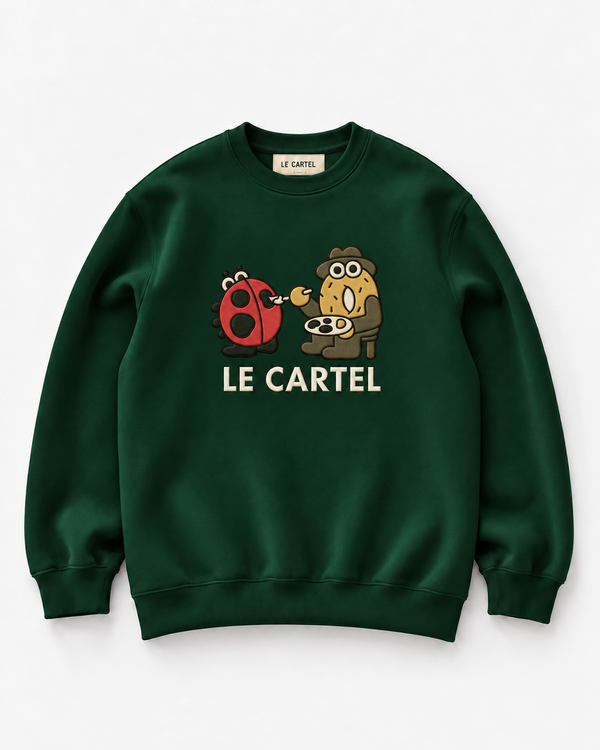 DRAW ME A LADYBUG・Embroidered unisex crewneck・Green