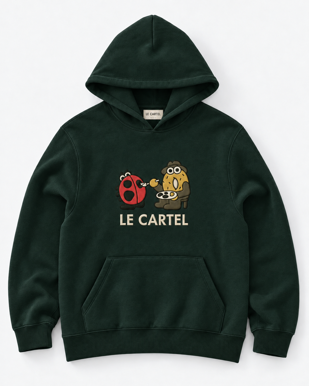 DRAW ME A LADYBUG・Embroidered unisex hoodie・Green