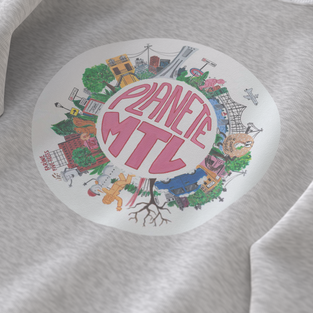 PLANÈTE MTL・Crewneck unisexe・Gris chiné