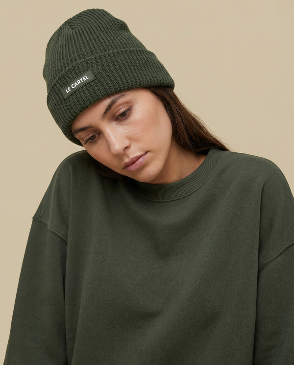 CHUNKY・Tuque grosse maille・Vert forêt