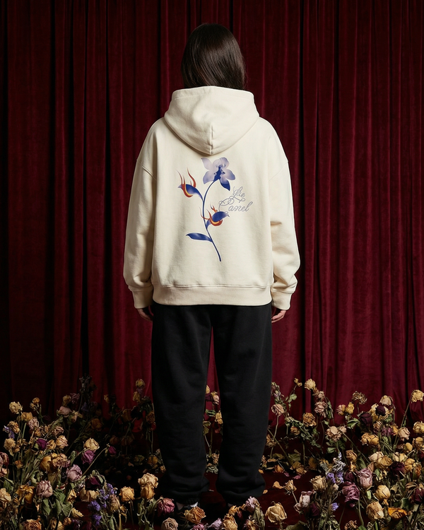 COMBUSTION LENTE・Hoodie ample unisexe・Crème