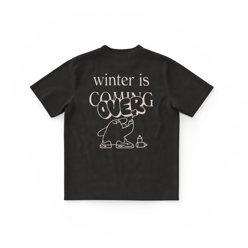 WINTER IS OVER・Large unisex T-shirt・Vintage black