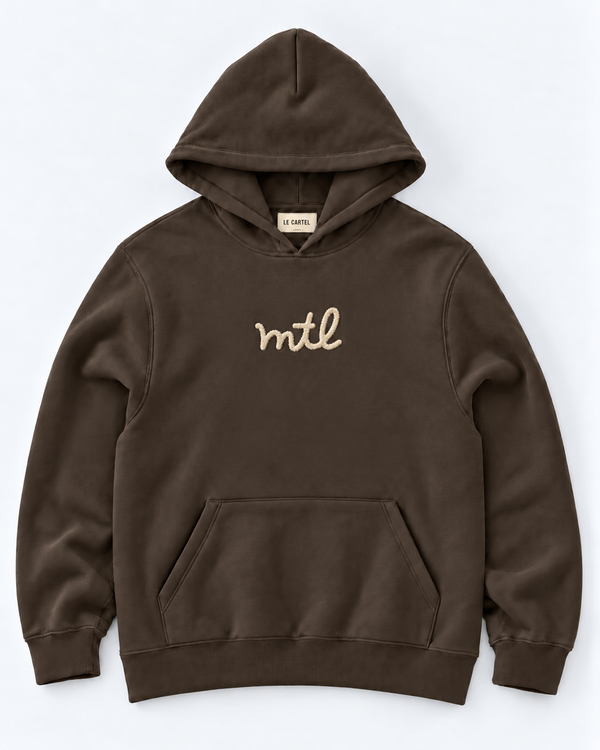 MTL・Unisex embroidered hoodie・Chocolate