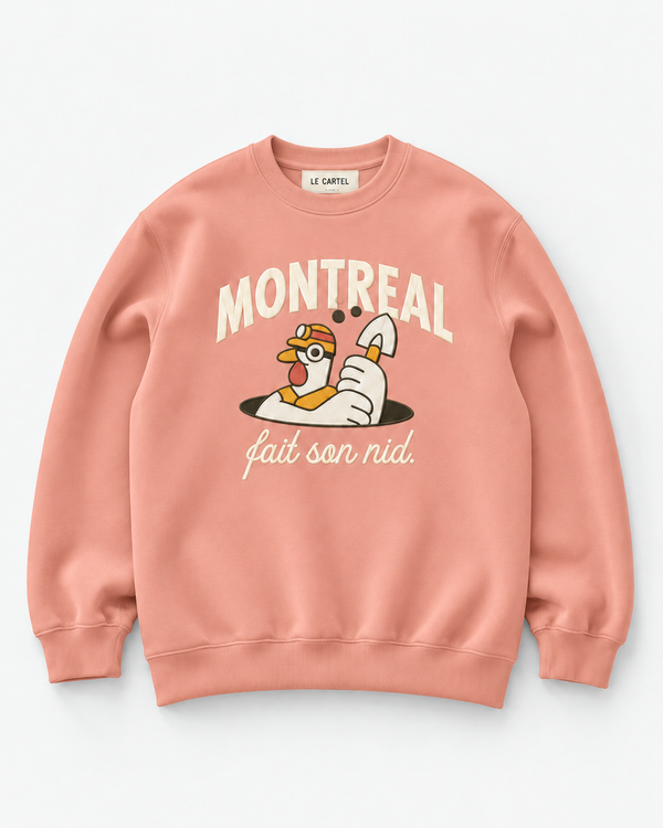 MONTRÉAL FAIT SON NID・Embroidered unisex crewneck・Pink