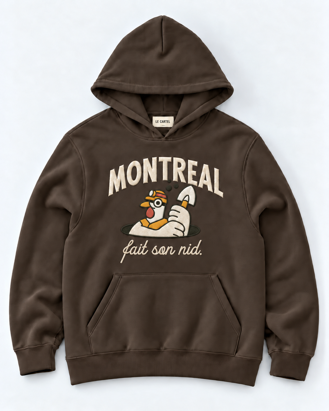 MONTRÉAL FAIT SON NID・Hoodie unisexe brodé・Chocolat