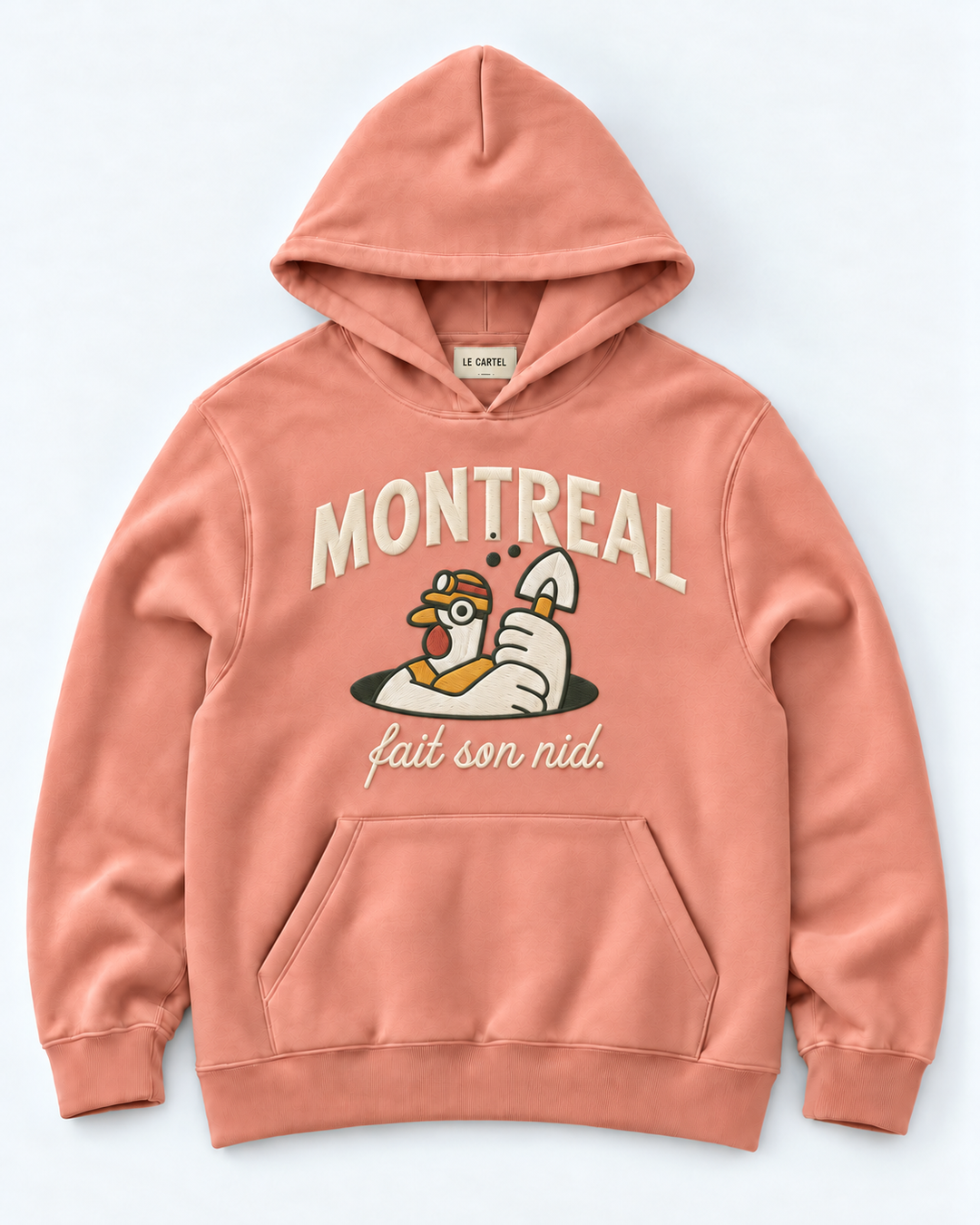 MONTRÉAL FAIT SON NID・Hoodie unisexe brodé・Rose
