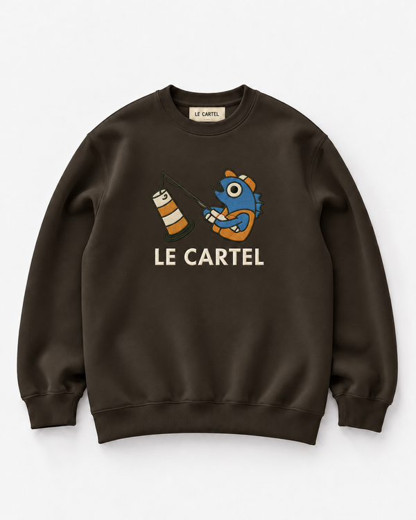 MIRACULOUS CATCH・Unisex embroidered crewneck・Chocolate