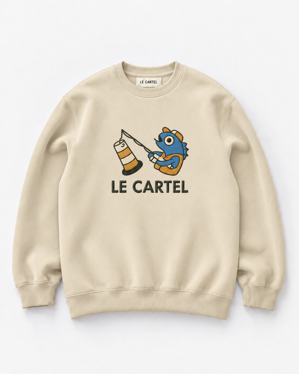 MIRACULOUS CATCH・Embroidered unisex crewneck・Cream