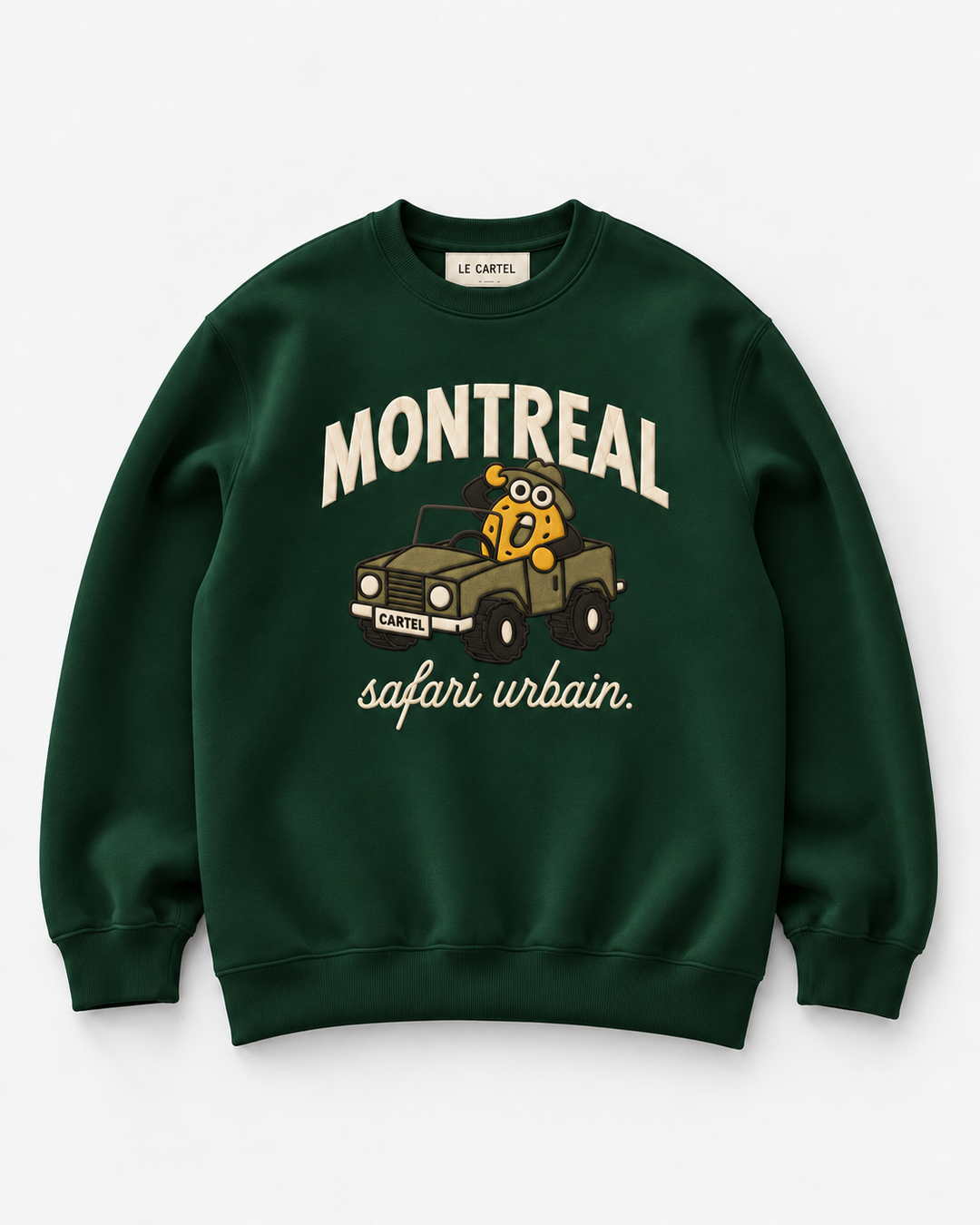 SAFARI URBAIN・Crewneck unisexe brodé・Vert