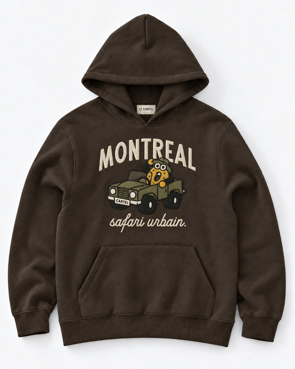 URBAN SAFARI・Embroidered unisex hoodie・Chocolate