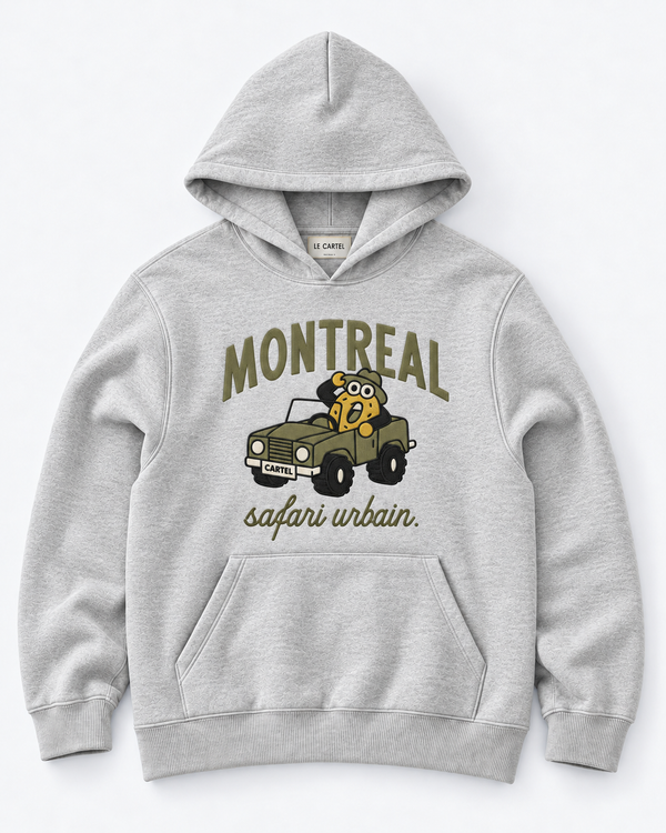 URBAN SAFARI・Unisex embroidered hoodie・Heather grey