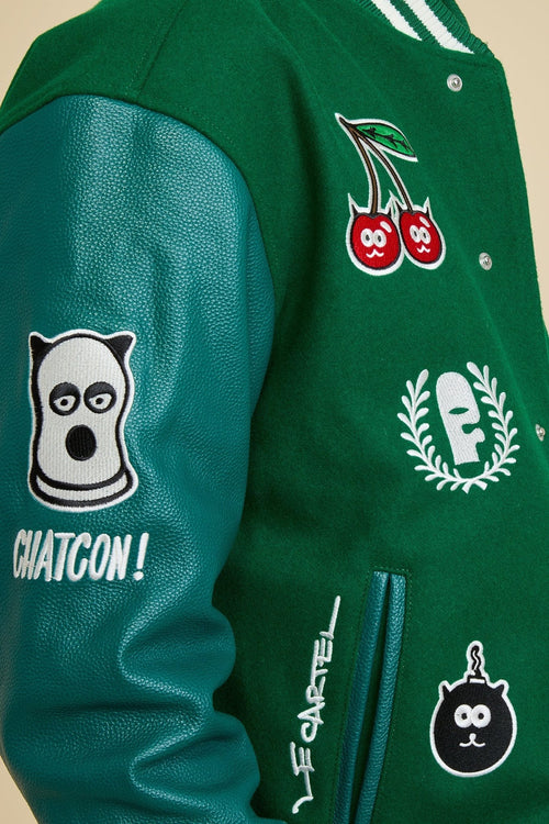 CHATCON・Veste varsity avec patchs・Verte - Le Cartel