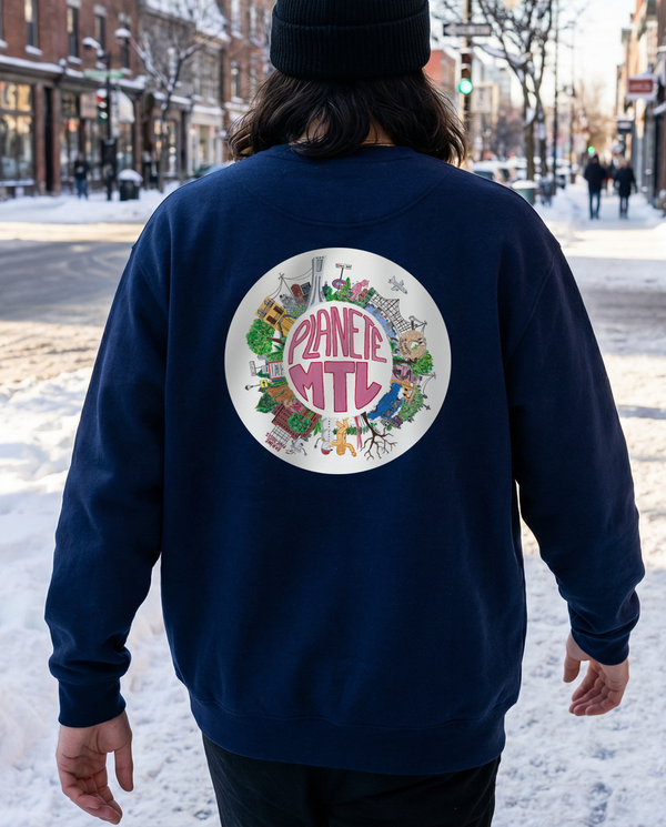PLANÈTE MTL・Crewneck unisexe・Bleu marin